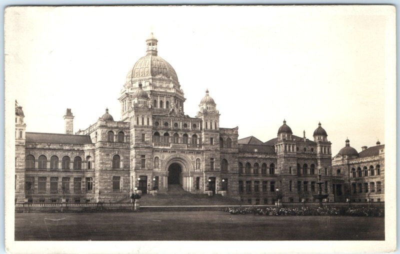 c1930s Victoria, BC British Columbia Parliament Buildings RPPC Real Photo A132