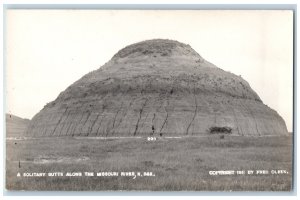 North Dakota Postcard RPPC Photo Fred Olsen Solitary Butte Along Missouri River