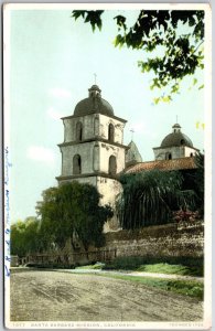 Santa Barbara Mission California CA Street Side & Building Postcard