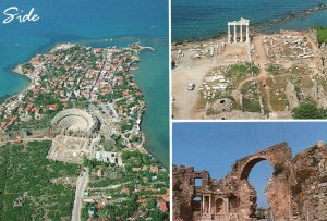 SIDE ANTALYA TURKEY MULTIPLE VIEW MAILED STAMPS CONTINENTAL SIZE POSTCARD