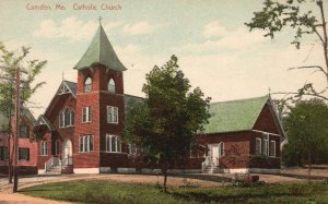 Vintage Postcard 1910's Catholic Church Camden Maine Leighton & Valentine Pub.