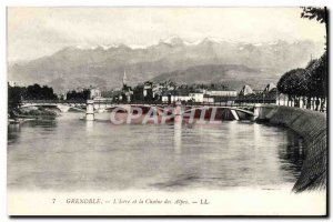 Old Postcard Grenoble L & # 39Isere And La Chaine Des Alpes