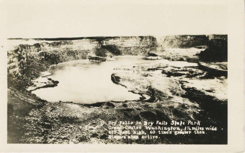 Dry Falls State Park Grand Coulee WA Washington RPPC Real Photo Postcard E10