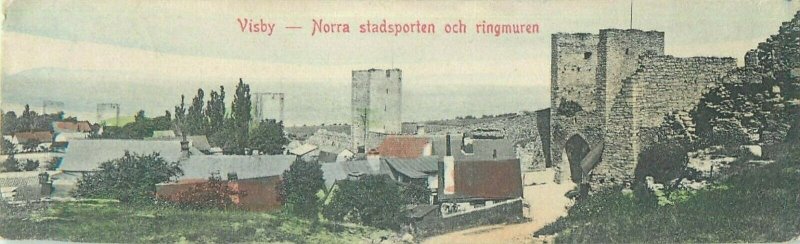 Visby norra stadtporten och ringmuren atypical format size 8x13cm postcard