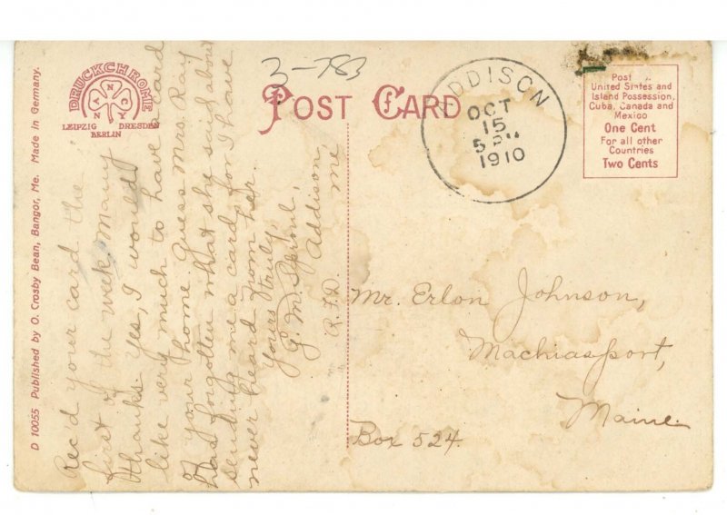 ME - Bangor. Kenduskeag Bridge ca 1910  (crease)