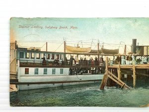 Vintage Postcard 1910's Steamer Landing Salisbury Beach MA Massachusetts Boat