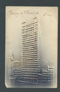 Ca 1906 Post Card NYC Park Row Bldg Purple W/Glitter Airbrushed Embossed