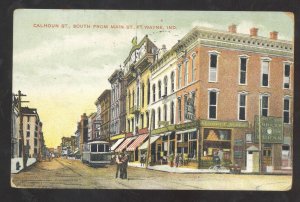 FORT WAYNE INDIANA DOWNTOWN CALHOUN STREET SCENE VINTAGE POSTCARD 1909