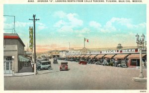 Vintage Postcard 1920's Avenida North From Calle Tercero Tijuana B.C. Mexico MX