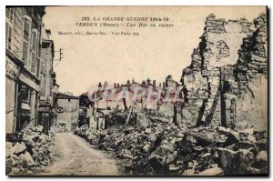 Old Postcard The Great War 1914 16 Meuse Verdun street in Ruins