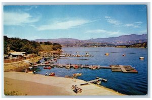 Lake Cachuma California CA Postcard Boat Landing Boating Scene c1960's Vintage