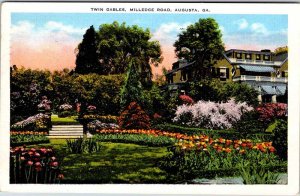 Postcard GARDEN SCENE Augusta Georgia GA AK4881