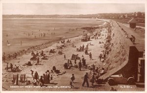 Lot374 UK real photo jersey beach at west park st helier oldtimer  car
