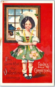 Postcard - I'm sure that's my Valentine coming, Love's Greeting with Art Print