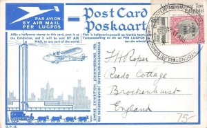 RAND AIRPORT SOUTH AFRICA 73 STAMP FDC EMPIRE EXHIBITION POSTCARD 1936