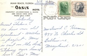 Vintage Postcard Prospect View & Lobby Area The Oasis Motel Miami Beach Florida