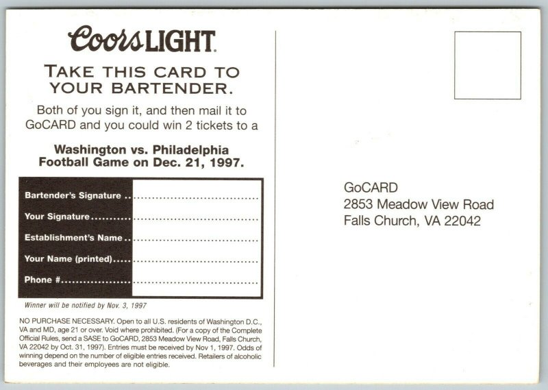 Coors Light, Beer - 1997 Advertising Postcard 