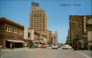 Abilene Texas TX Street Scene Station Wagon Cars 1950s-60s Postcard