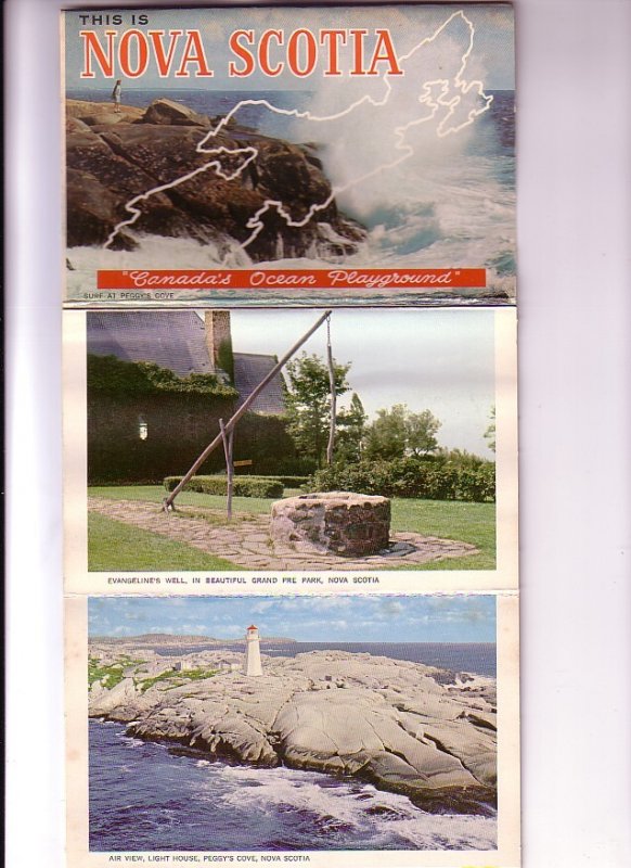Souvenir Folder 12views, Lighthouses, Lobster Traps, Bluenose, Etc. Nova Scotia