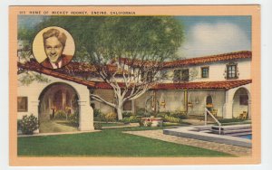 P1999, ca1942 postcard home of micky rooney encino calif unused