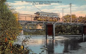 Electric car crossing the Republican River Fort Riley Kansas  