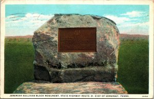 Postcard PA East of Somerset Jeremiah Sullivan Black Monument Route 31 1934 M2