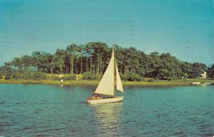 Oak Ridge New Jersey Waterfront Sail Boat Vintage Postcard K76568