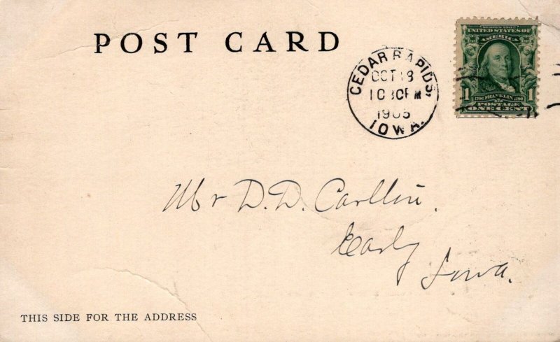 Postcard Coe College Cedar Rapids Iowa IA 1905