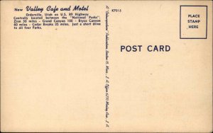 Orderville Utah UT New Valley Caf� and Motel Linen Vintage Postcard