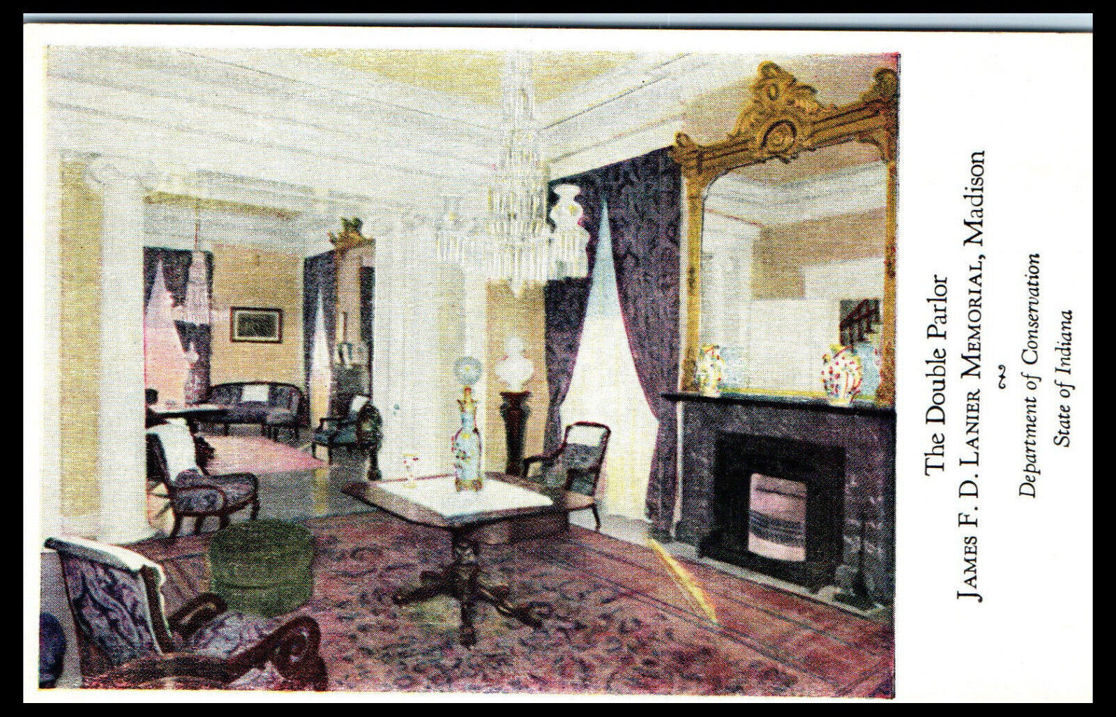 The Double Parlor James F. D. Lanier Memorial Mansion Madison IN Chrome Postcard United States
