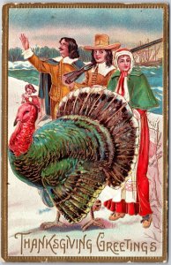 1909 Thanksgiving Greetings Royal Costume Turkey Posted Postcard