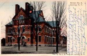 Corning, New York - A view of School No. 2 - c1907