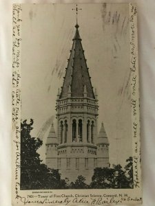 Vintage Postcard 1905 Tower of First Church Christian Science Concord N.H.