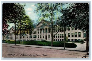 c1910 Chestnut Street School Campus Building Springfield Massachusetts Postcard