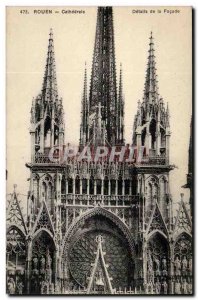 Rouen Cathedral Old Postcard, facade Details