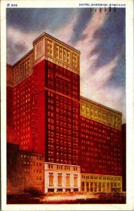 Hotel Sherman Chicago Illinois IL 1937 Max Rigot Vtg Postcard