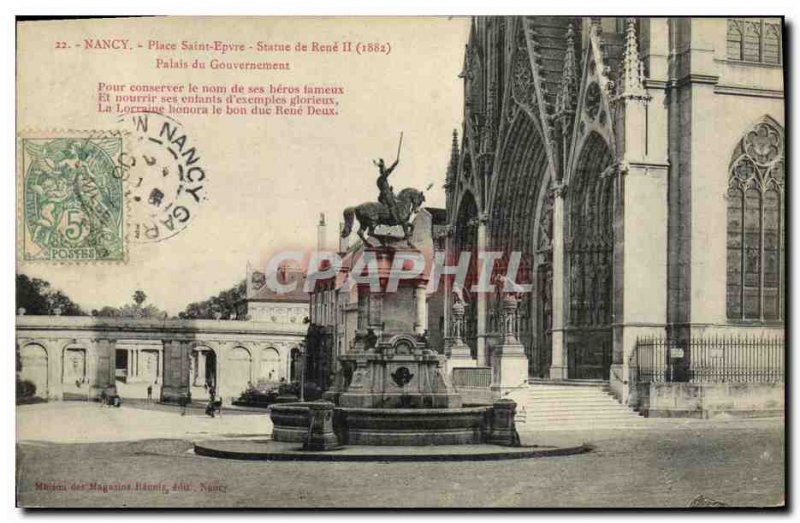 Old Postcard Nancy Place Saint Epvre Statue of Rene II Government Palace