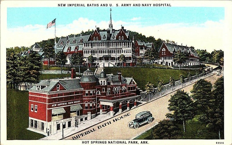 Imperial Baths U.S. Army & Navy Hospital Hot Springs Postcard Standard View Card 