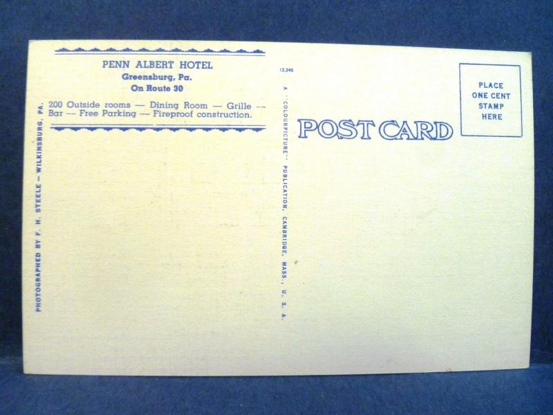 Postcard PA Greensburg Penn Albert Hotel