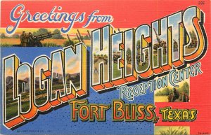 Curt Teich WWII Large Letter Postcard Logan Heights Reception Center Fort Bliss