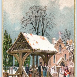 c1880s Beautiful Christmas Street Car Trolley Stop Trade Card Xmas Poems Wow C48