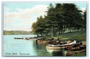 Early Stow MA Boone Lake Postcard Canoes Boats