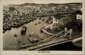 Singapore Birdseye of River Boats Bldgs - Real Photo Post...