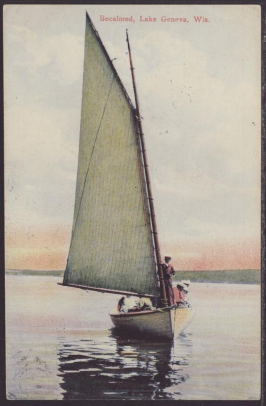 Sailboat,Lake Geneva,WI Postcard