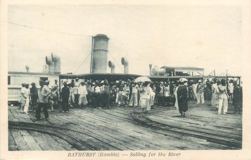 Gambia Bathurst postcards lot river sailing three gun battery tower clock church