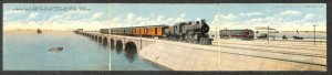 G.H. & S.A. RAILWAY TRAIN GALVESTON TEXAS TRI-FOLD PANORAMIC POSTCARD (c. 1915)