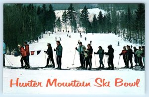 HUNTER, New York NY ~ Skiers HUNTER MOUNTAIN SKI BOWL c1960s Winter Postcard