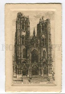 415644 BELGIUM BRUXELLES St.Gudule Church Vintage engraving postcard