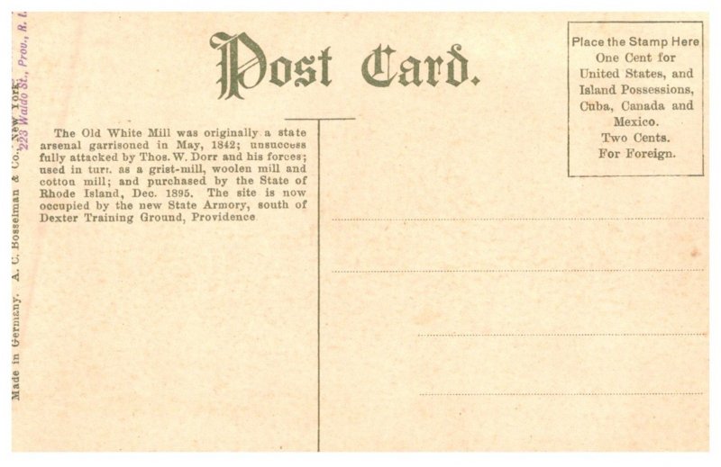 Rhode Island  Providence  White Mill Cranston street