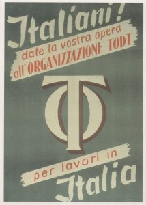 German Todt Labour Organization War Recruitment Poster Postcard